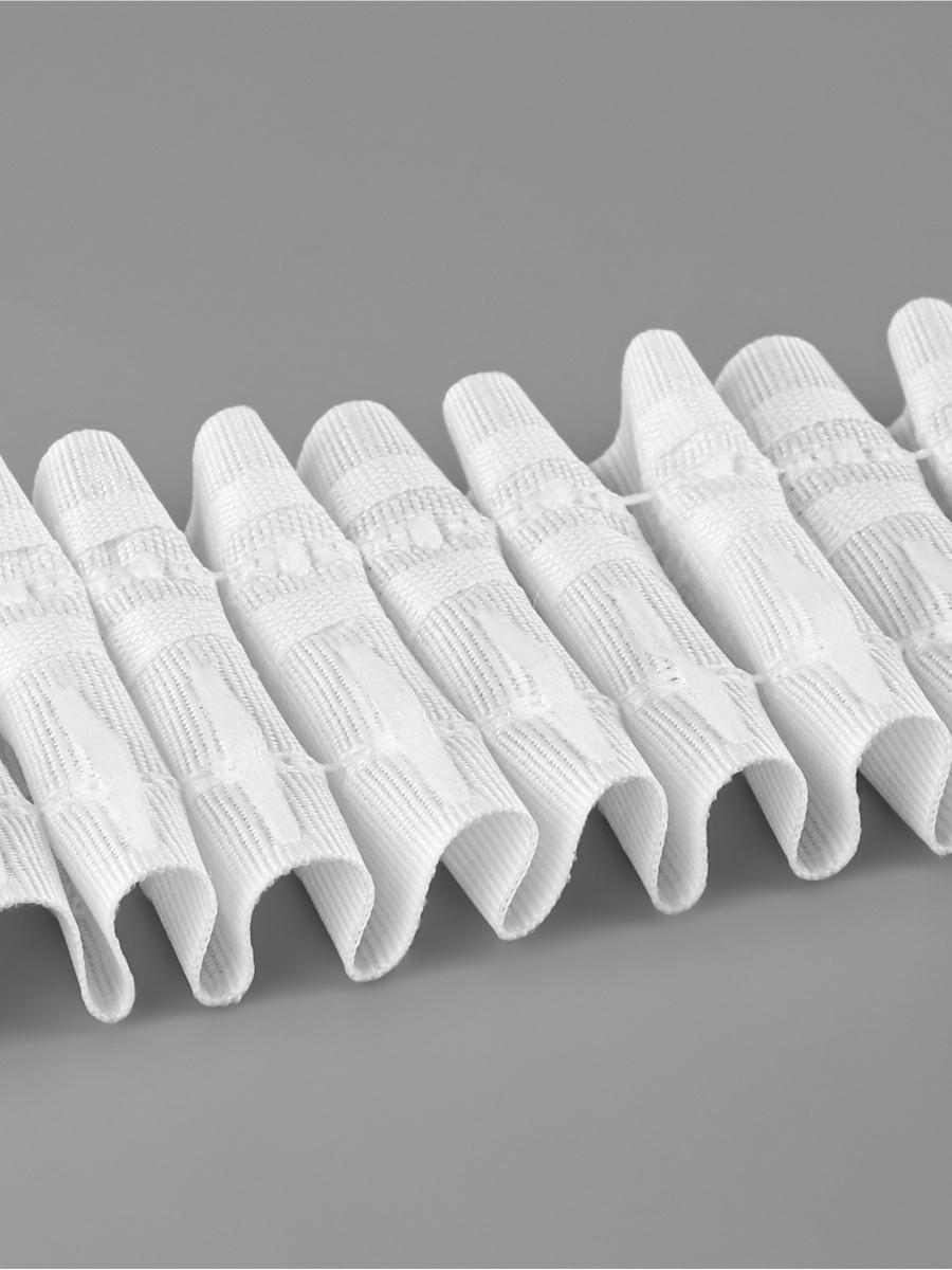 Шторная лента, фиксированная сборка, матовая, 60 мм, 50±1 м, 2 шнура, белая