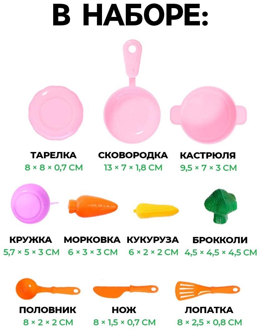 Игровой набор «Чистая кухня», функциональная раковина, посуда, продукты