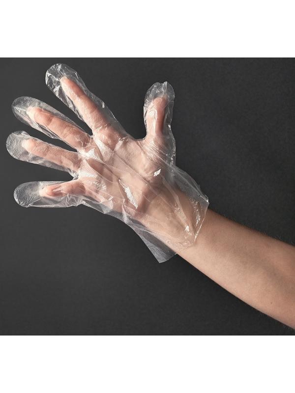 Перчатки одноразовые полиэтиленовые, PE, 0.4 г, размер перчатки 28×13.5 см, 100 шт./уп (50 пар)