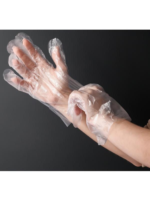 Перчатки одноразовые полиэтиленовые, PE, 0.4 г, размер перчатки 28×13.5 см, 100 шт./уп (50 пар)