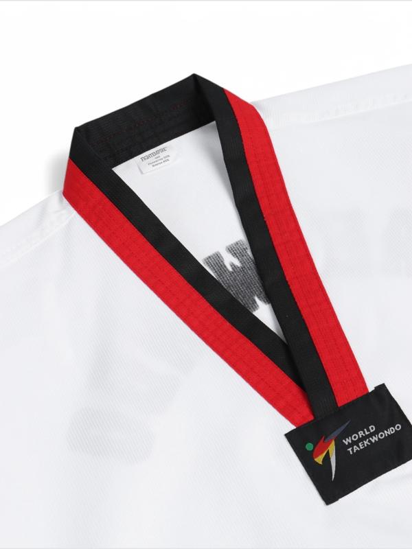 Добок (кимоно) для Тхэквондо, белый, черно-красный ворот, детский, размер 120