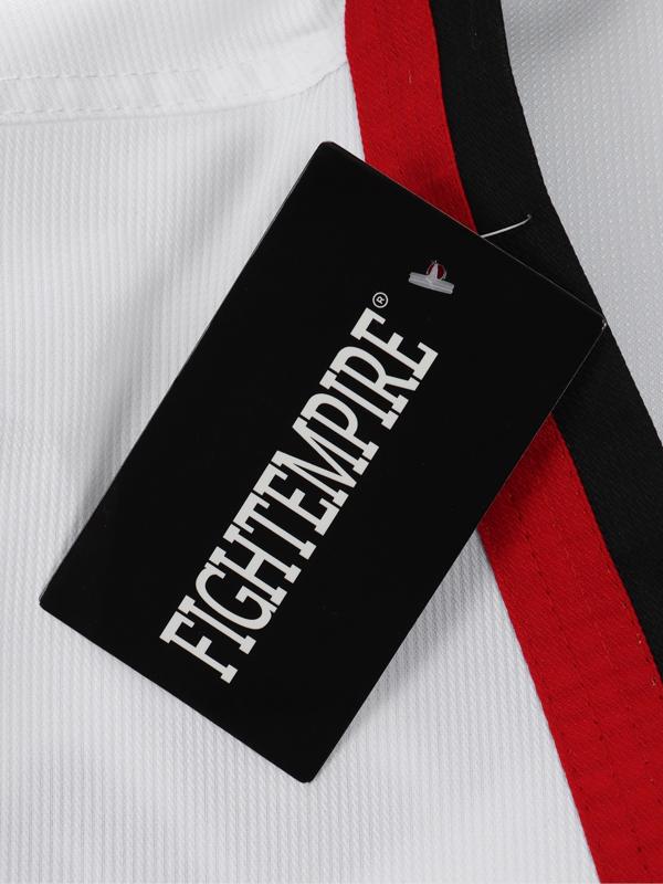 Добок (кимоно) для Тхэквондо, размер 150, детский, белый, чёрно-красный ворот