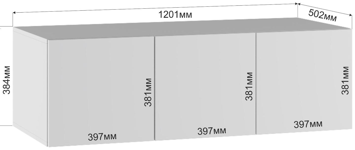 Шкаф-антресоль для трёхстворчатого шкафа «Бруно», 1200×505×384 мм, белый