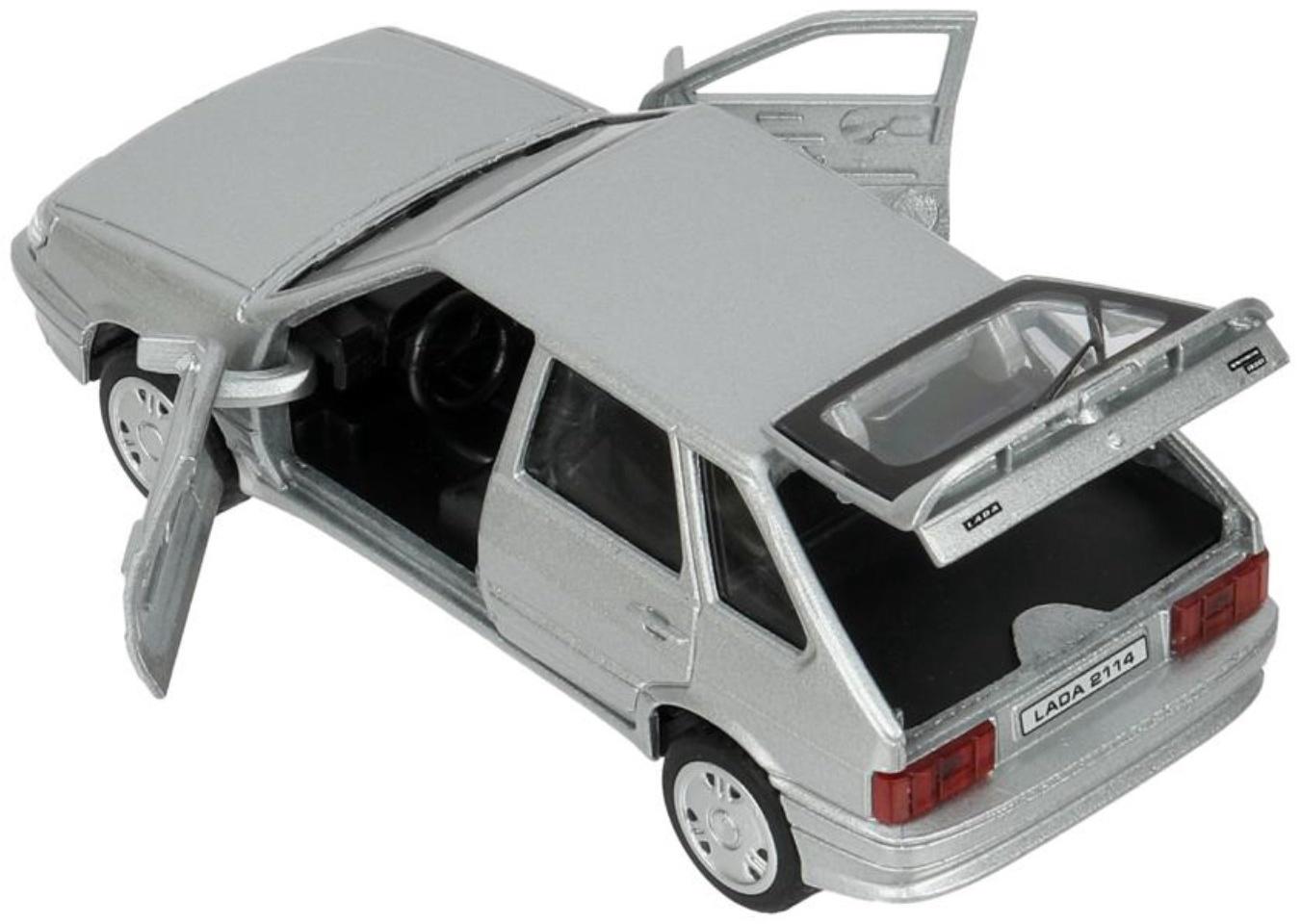 Машина металлическая LADA-2114, ретро - модель «Самара», открываются двери, багажник, инерция, 12 см, серебристый
