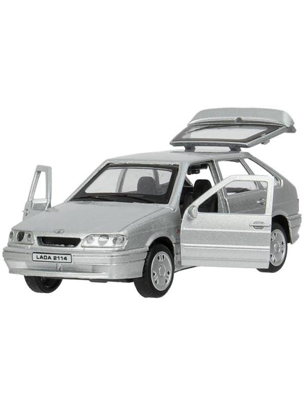 Машина металлическая LADA-2114, ретро - модель «Самара», открываются двери, багажник, инерция, 12 см, серебристый