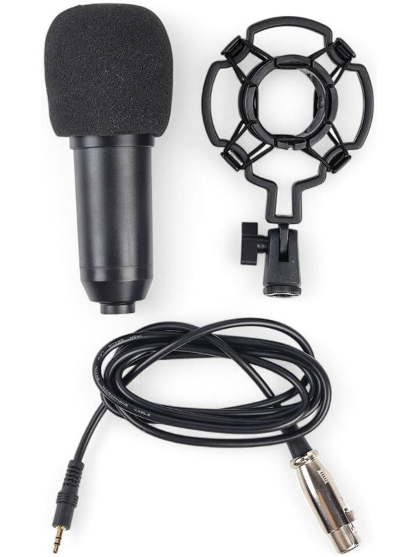 Микрофон конденсаторный Music Life черный: кабель, ветрозащита, стойка