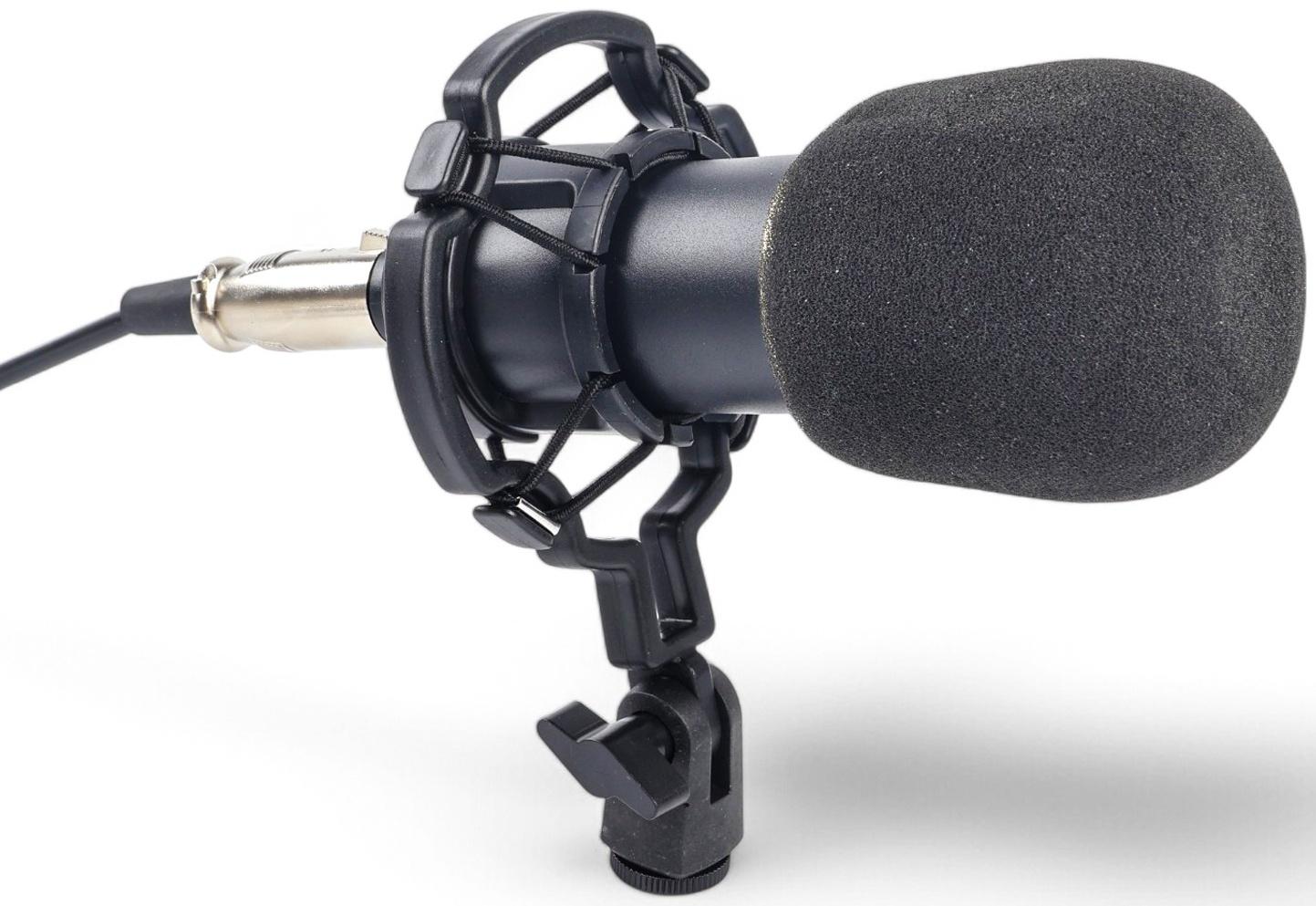 Микрофон конденсаторный Music Life золотой: кабель, ветрозащита, стойка