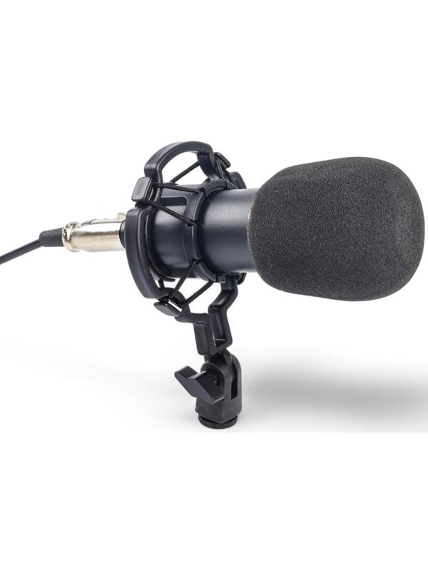 Микрофон конденсаторный Music Life золотой: кабель, ветрозащита, стойка