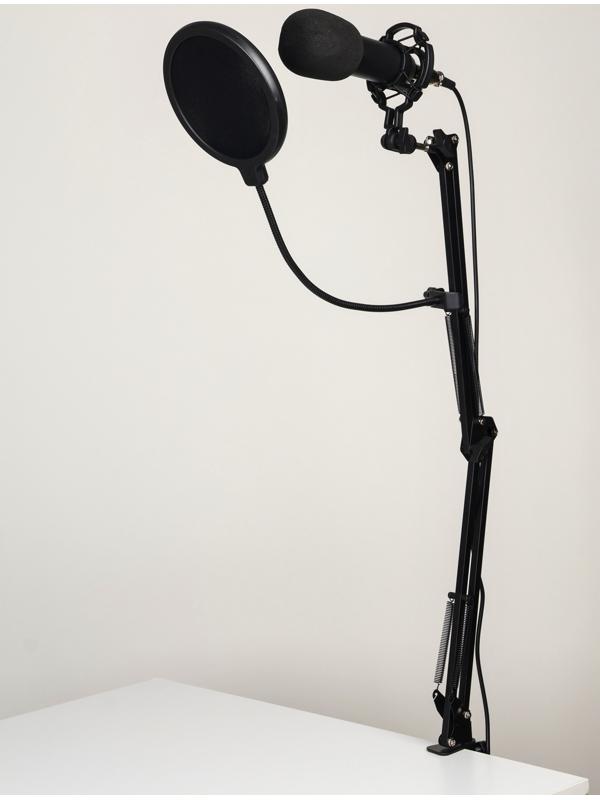 Микрофон конденсаторный Music Life черный: кабель, ветрозащита, стойка