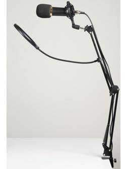 Микрофон конденсаторный Music Life золотой: кабель, ветрозащита, стойка