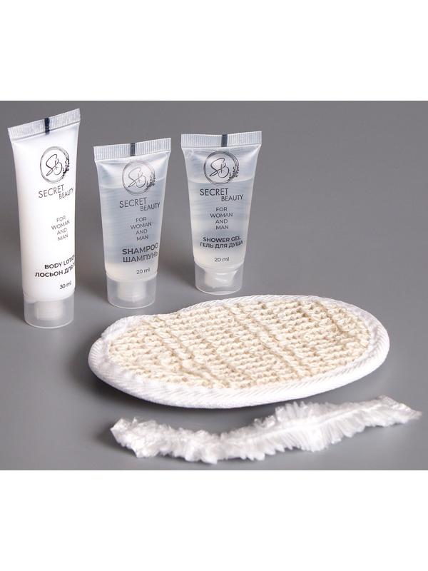 Набор для отелей (шампунь, гель для душа, шапочка, лосьон и мочалка)