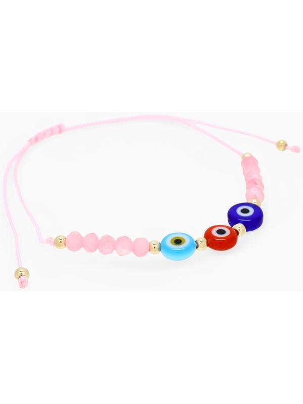 Браслет-оберег «Глазик» ассорти (неделимая фасовка 12 шт., цена за шт.), цветной в серебре