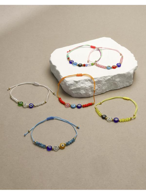 Браслет-оберег «Глазик» ассорти (неделимая фасовка 12 шт., цена за шт.), цветной в серебре