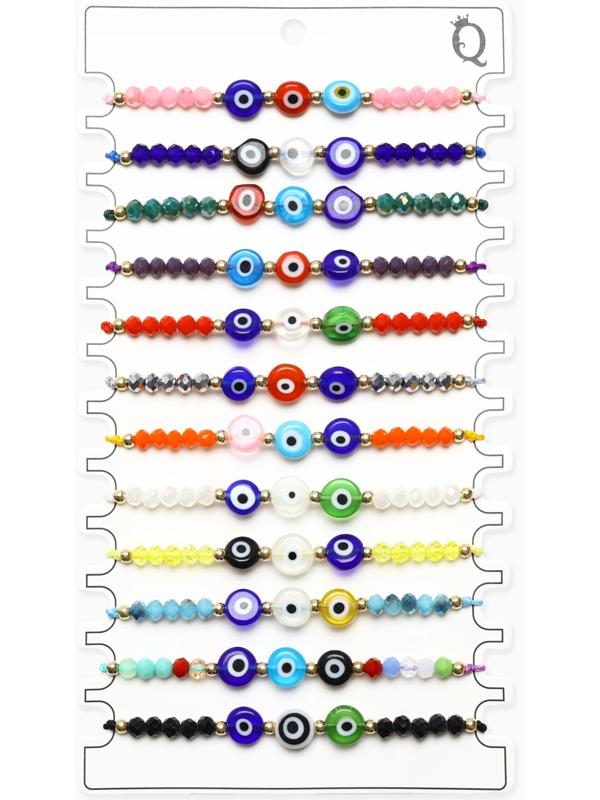 Браслет-оберег «Глазик» ассорти (неделимая фасовка 12 шт., цена за шт.), цветной в серебре