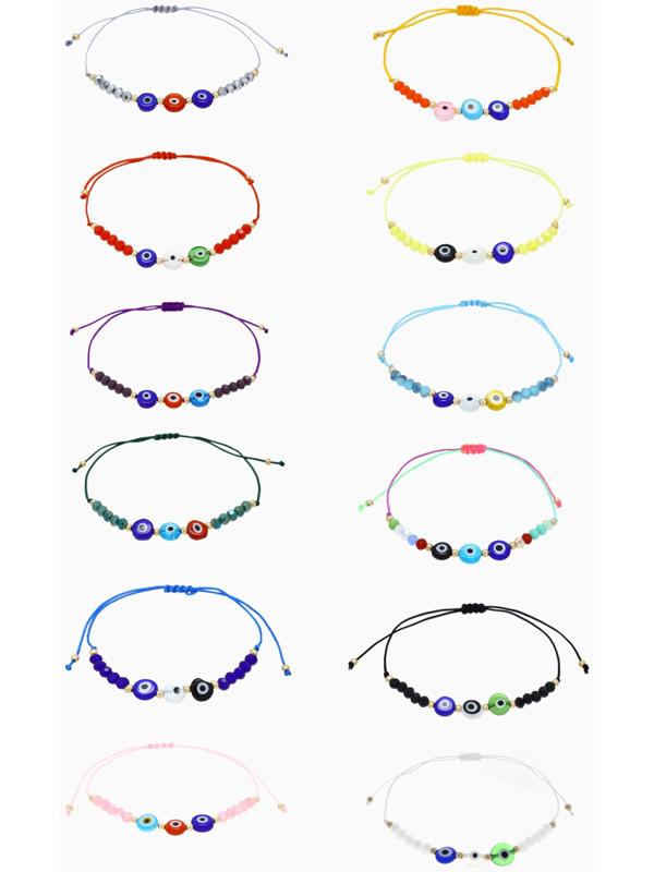 Браслет-оберег «Глазик» ассорти (неделимая фасовка 12 шт., цена за шт.), цветной в серебре