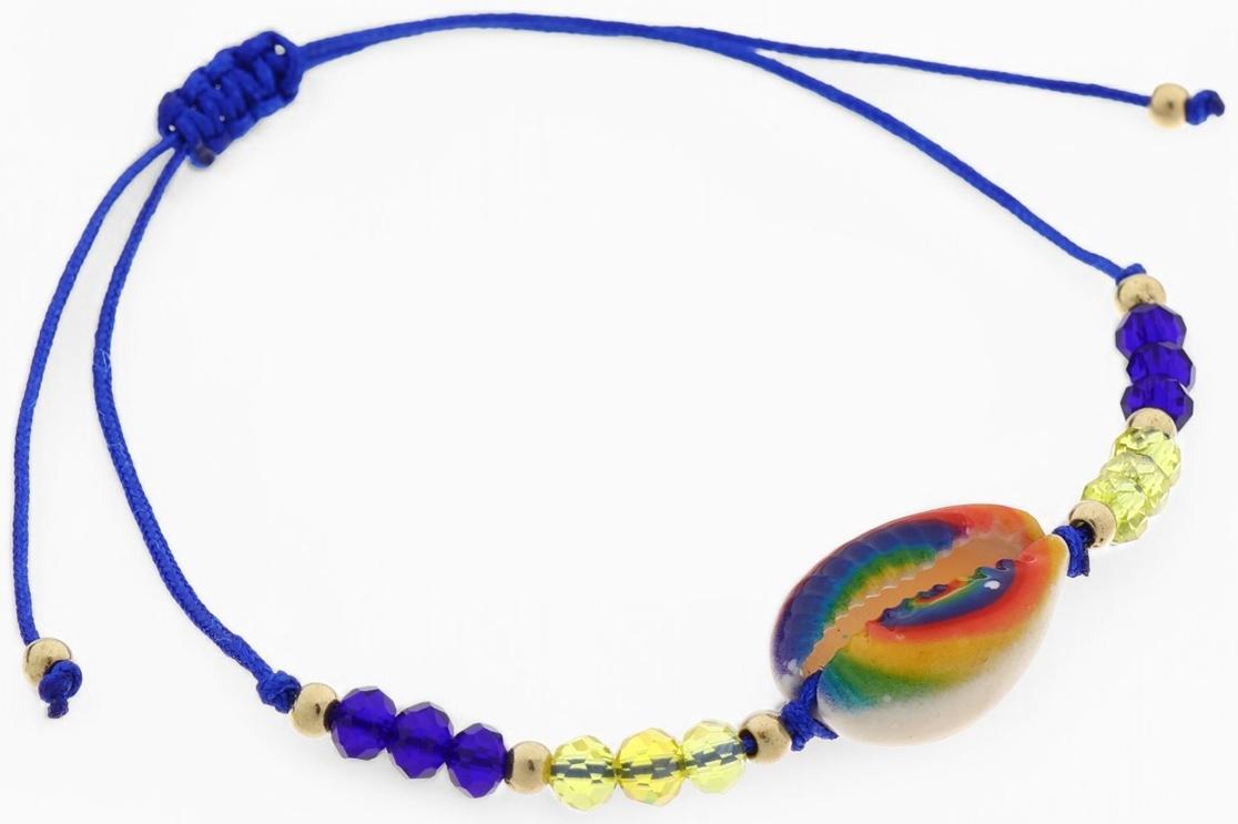 Браслет-оберег «Глазик» ракушка (неделимая фасовка 12 шт., цена за шт.), цветной в золоте