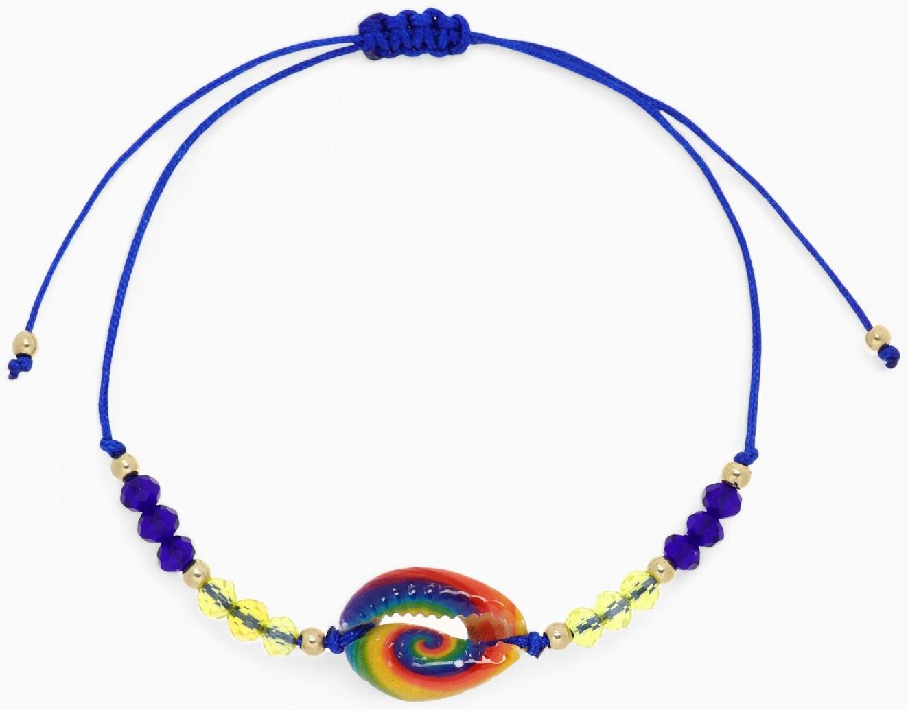 Браслет-оберег «Глазик» ракушка (неделимая фасовка 12 шт., цена за шт.), цветной в золоте