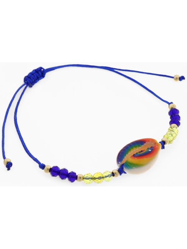 Браслет-оберег «Глазик» ракушка (неделимая фасовка 12 шт., цена за шт.), цветной в золоте