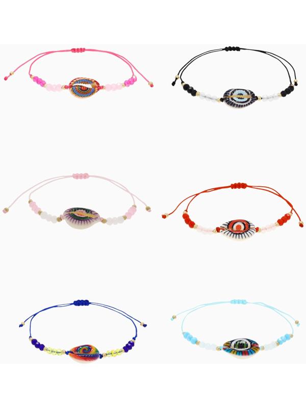 Браслет-оберег «Глазик» ракушка (неделимая фасовка 12 шт., цена за шт.), цветной в золоте