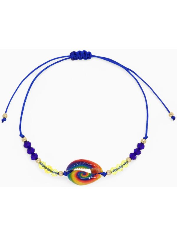 Браслет-оберег «Глазик» ракушка (неделимая фасовка 12 шт., цена за шт.), цветной в золоте