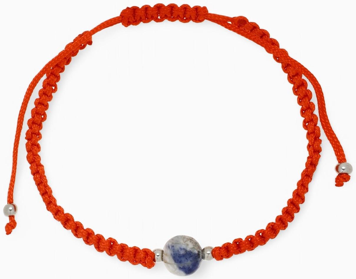 Браслет-оберег «Красная нить» шар №8 (неделимая фасовка 12 шт., цена за шт.), цветной в серебре