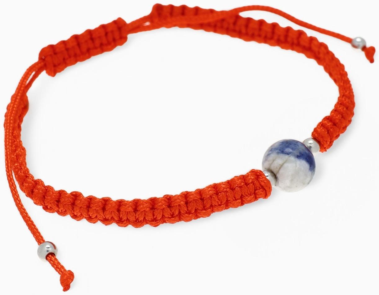 Браслет-оберег «Красная нить» шар №8 (неделимая фасовка 12 шт., цена за шт.), цветной в серебре