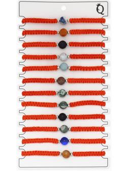 Браслет-оберег «Красная нить» шар №8 (неделимая фасовка 12 шт., цена за шт.), цветной в серебре