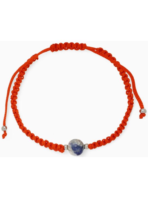 Браслет-оберег «Красная нить» шар №8 (неделимая фасовка 12 шт., цена за шт.), цветной в серебре