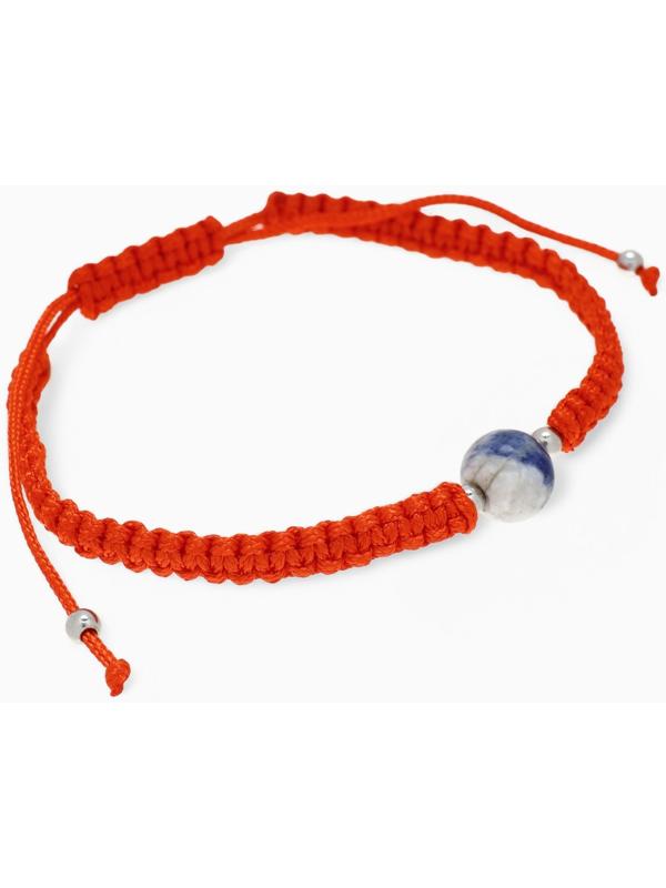 Браслет-оберег «Красная нить» шар №8 (неделимая фасовка 12 шт., цена за шт.), цветной в серебре