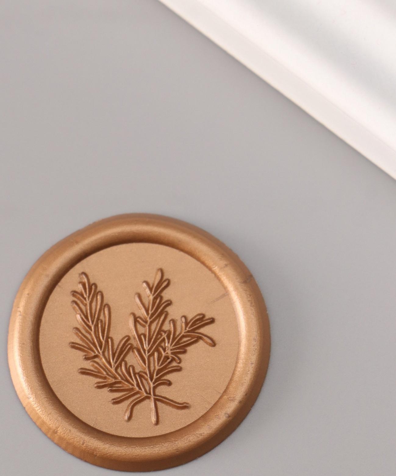 Сургучный оттиск «Ветка», декоративный элемент для приглашений, конвертов и сертификатов, бронза, d=3.2 см