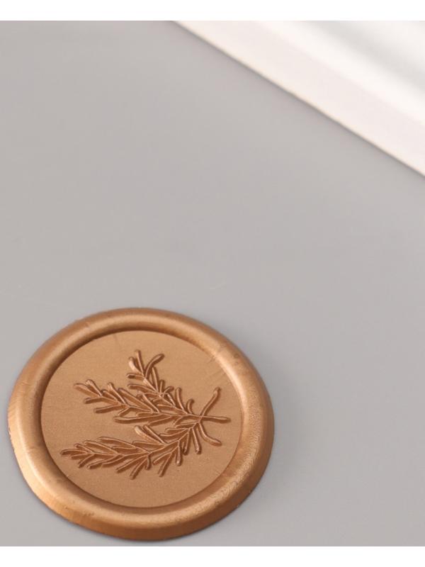 Сургучный оттиск «Ветка», декоративный элемент для приглашений, конвертов и сертификатов, бронза, d=3.2 см