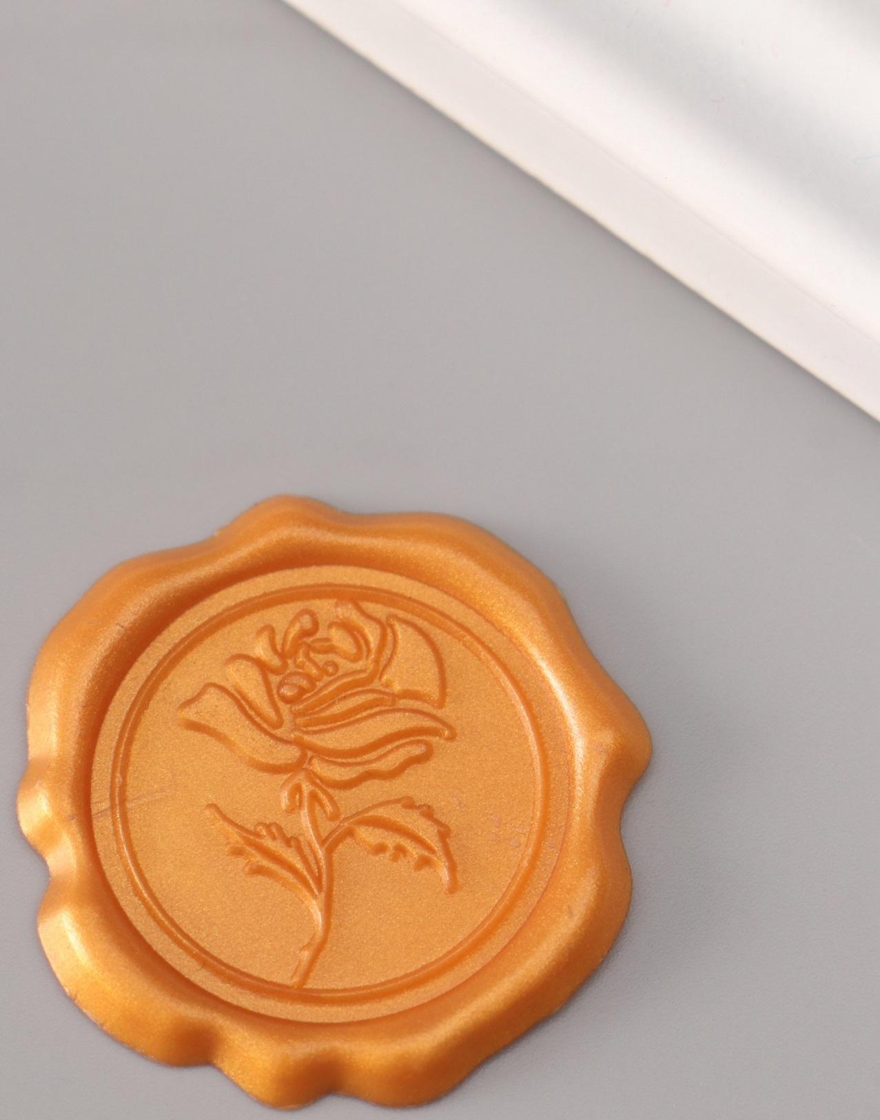 Сургучный оттиск «Роза», декоративный элемент для приглашений, конвертов и сертификатов, золото, d=3.2 см