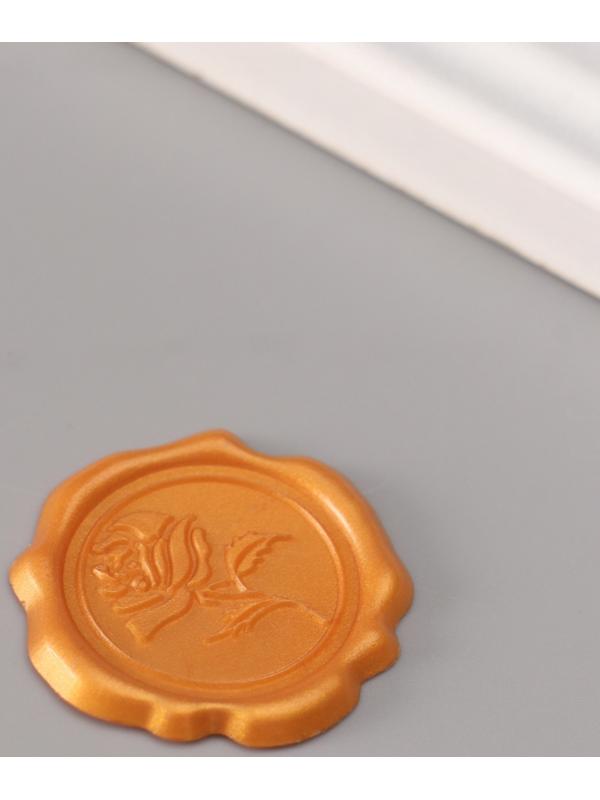 Сургучный оттиск «Роза», декоративный элемент для приглашений, конвертов и сертификатов, золото, d=3.2 см