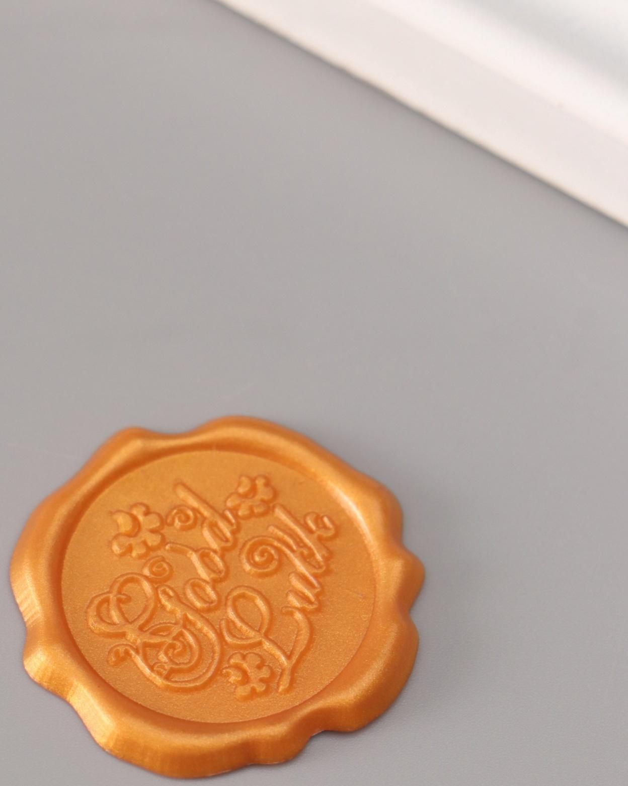 Сургучный оттиск «Удачи», декоративный элемент для приглашений, конвертов и сертификатов, золото, d=3.2 см