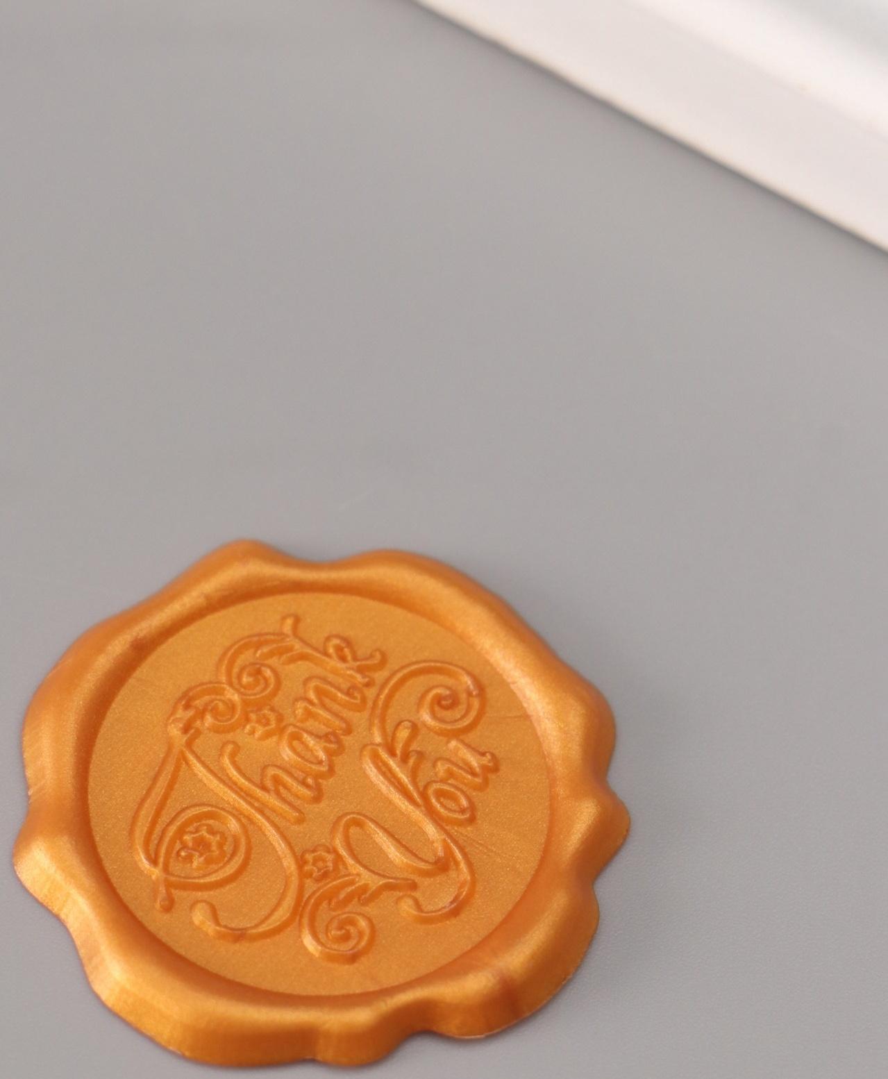 Сургучный оттиск «Спасибо», декоративный элемент для приглашений, конвертов и сертификатов, золото, d=3.2 см