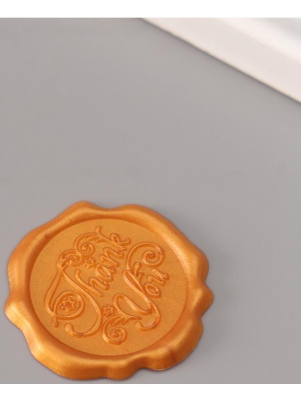 Сургучный оттиск «Спасибо», декоративный элемент для приглашений, конвертов и сертификатов, золото, d=3.2 см