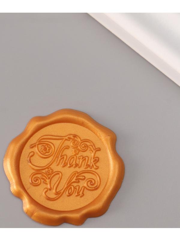 Сургучный оттиск «Спасибо», декоративный элемент для приглашений, конвертов и сертификатов, золото, d=3.2 см