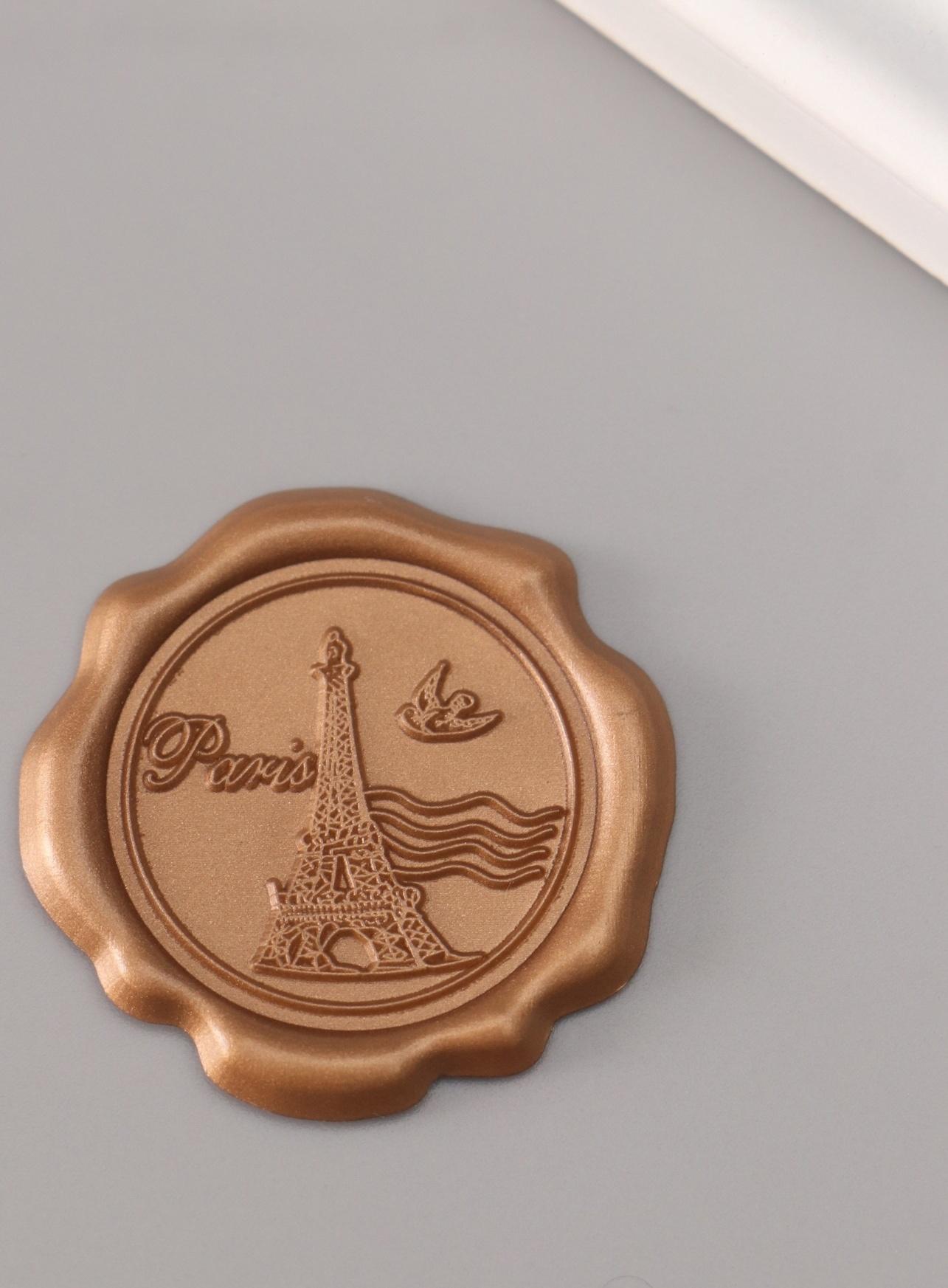 Сургучный оттиск «Париж», декоративный элемент для приглашений, конвертов и сертификатов, бронза, d=3.2 см