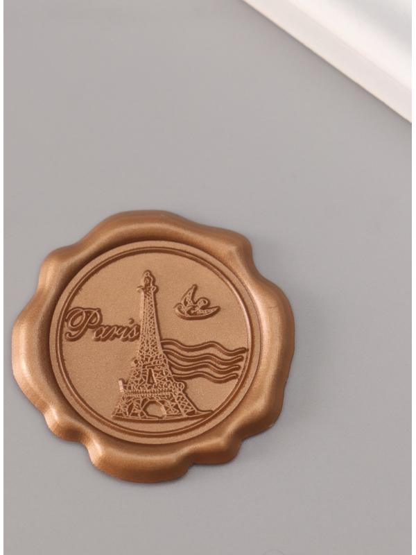 Сургучный оттиск «Париж», декоративный элемент для приглашений, конвертов и сертификатов, бронза, d=3.2 см
