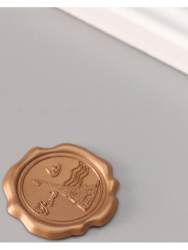 Сургучный оттиск «Париж», декоративный элемент для приглашений, конвертов и сертификатов, бронза, d=3.2 см