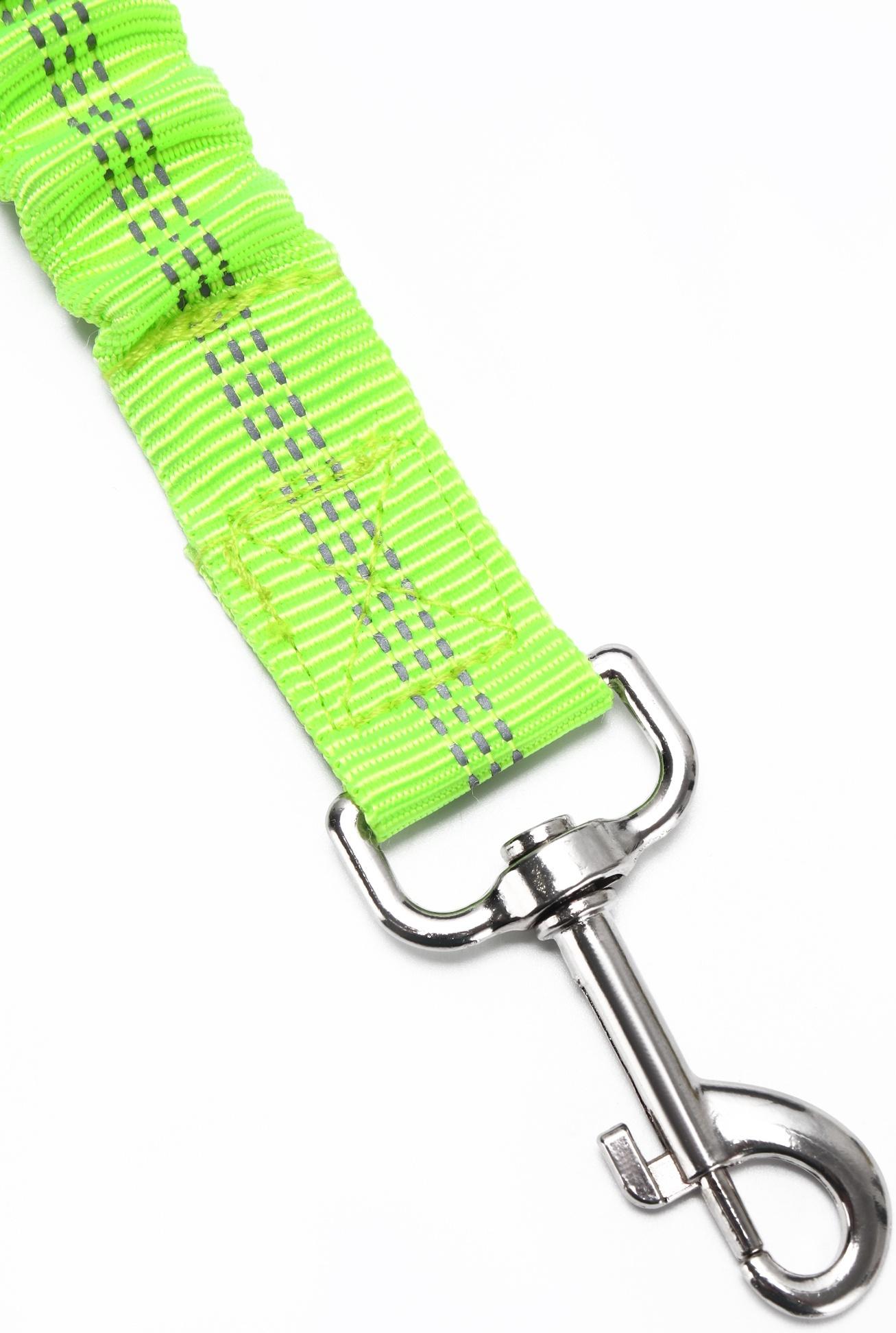 Ремень - поводок безопасности для собак амортизирующий, 50-70 х 2,5 см, зелёный