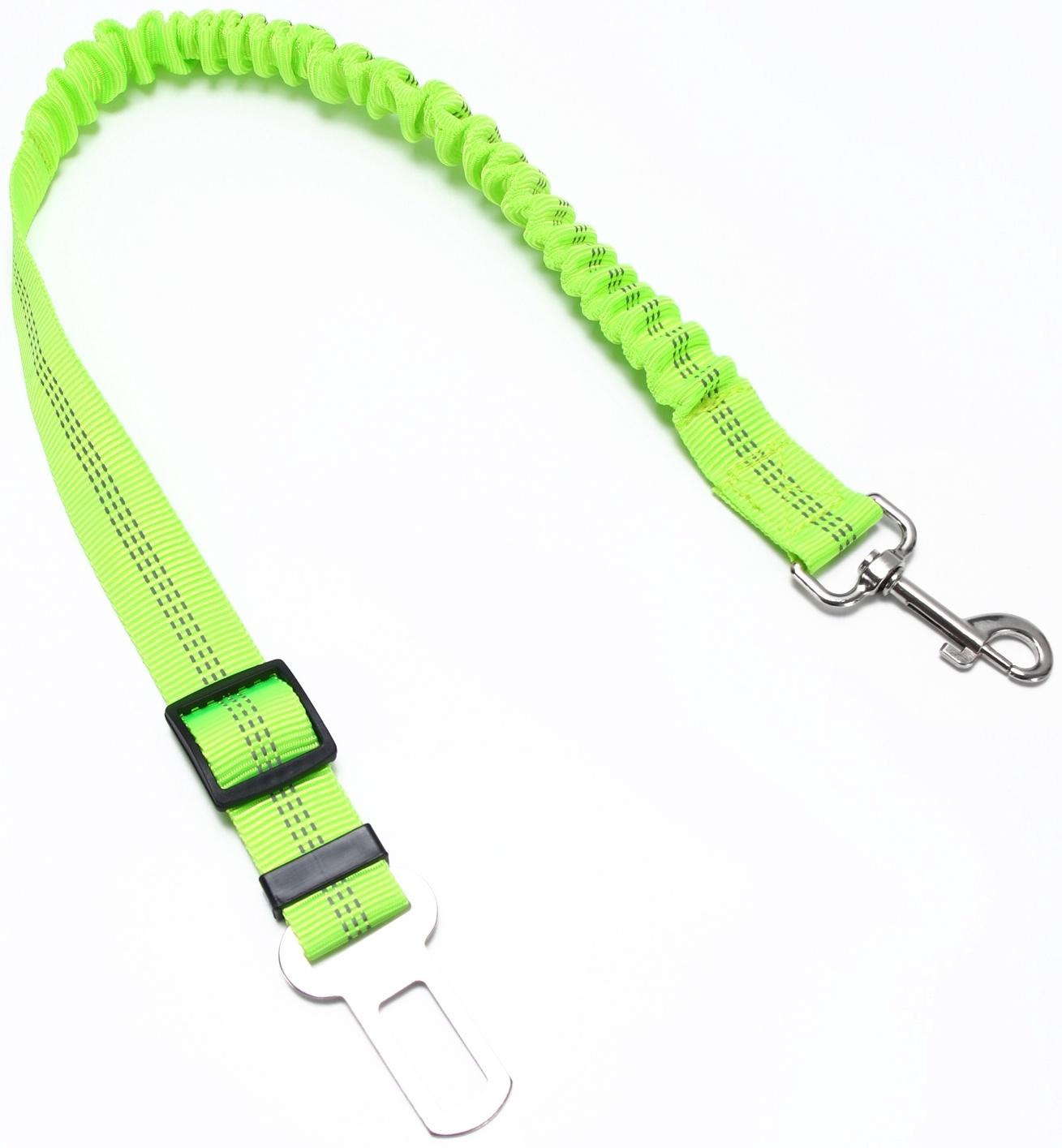 Ремень - поводок безопасности для собак амортизирующий, 50-70 х 2,5 см, зелёный