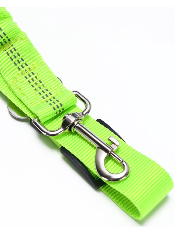 Ремень - поводок безопасности для собак амортизирующий, 50-70 х 2,5 см, зелёный