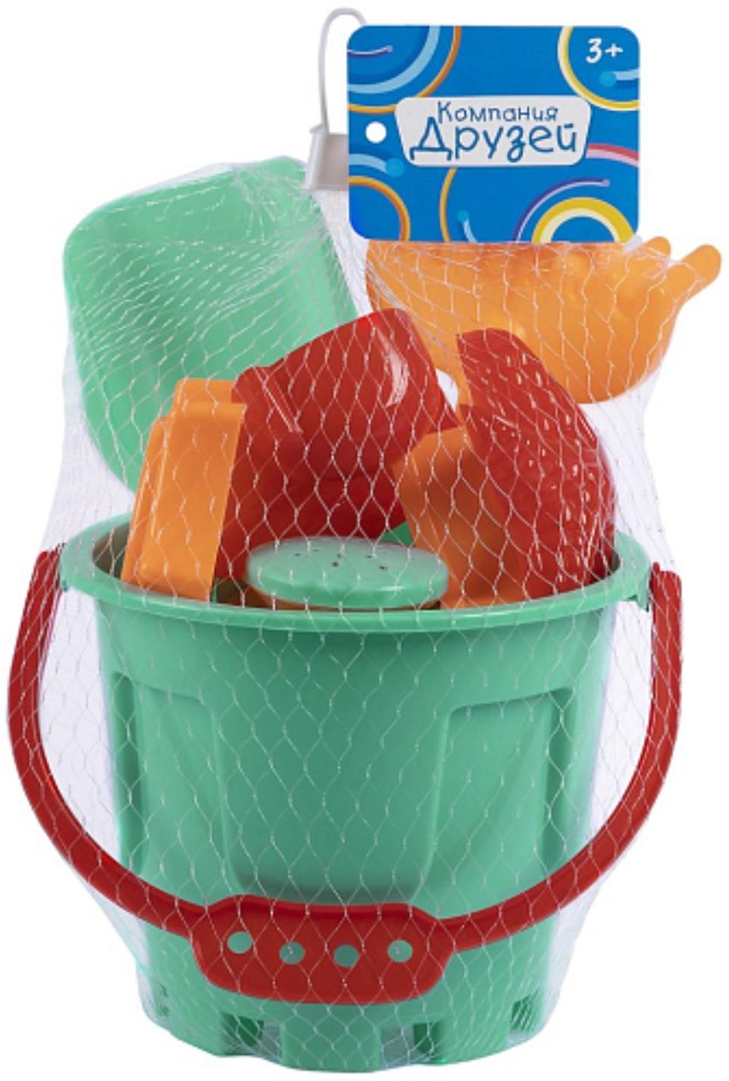 Песочный набор, 8 предметов: ведро 1.2 л, лопатка, грабли, 4 формочки, лейка, бирюзовый