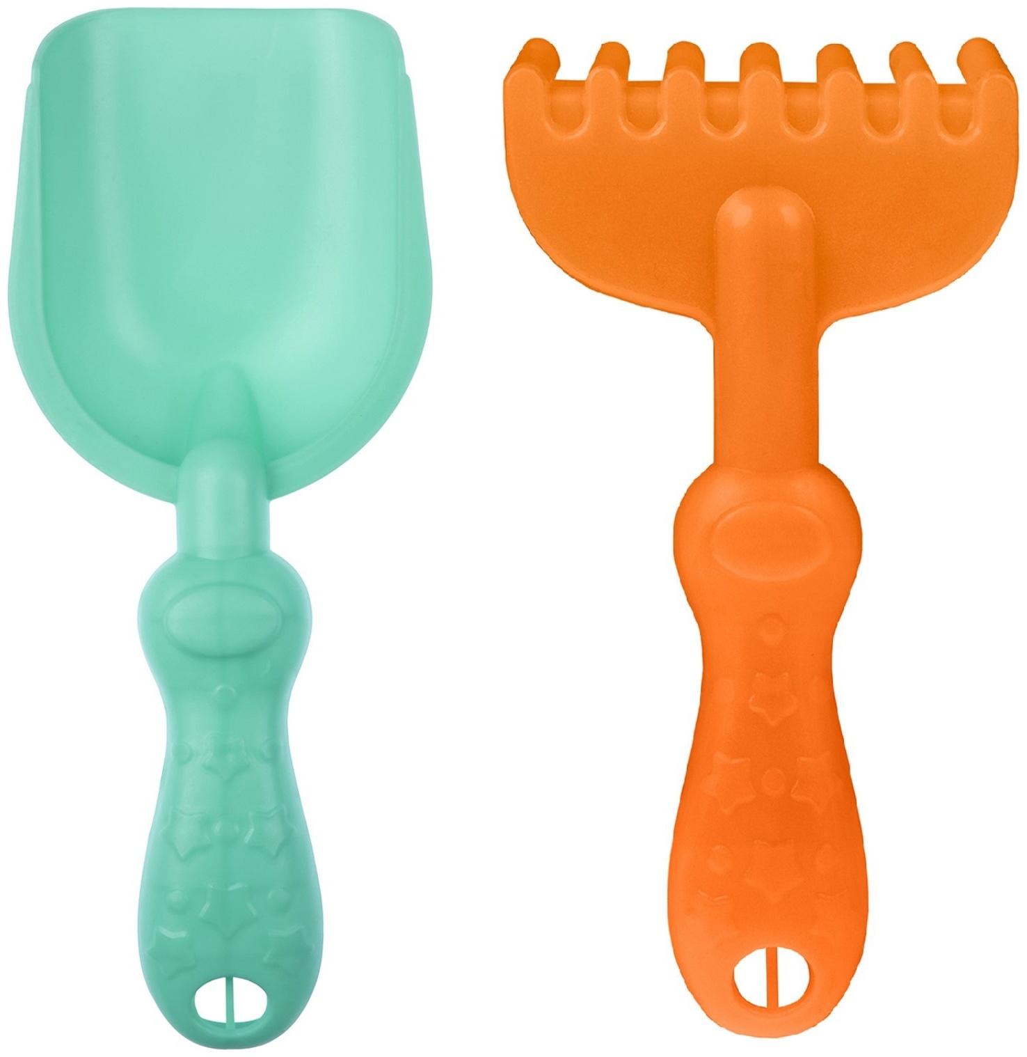 Песочный набор, 8 предметов: ведро 1.2 л, лопатка, грабли, 4 формочки, лейка, бирюзовый