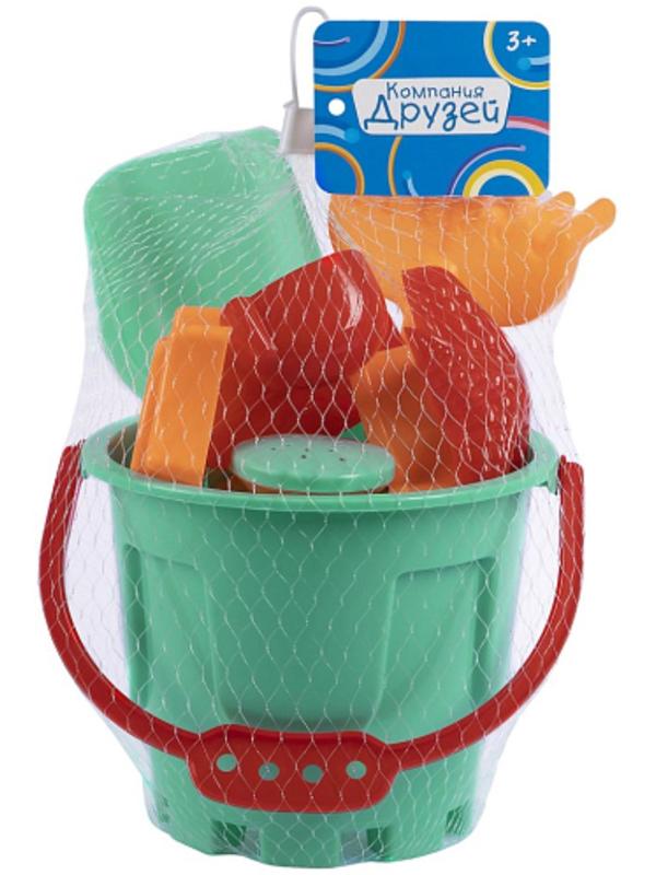 Песочный набор, 8 предметов: ведро 1.2 л, лопатка, грабли, 4 формочки, лейка, бирюзовый