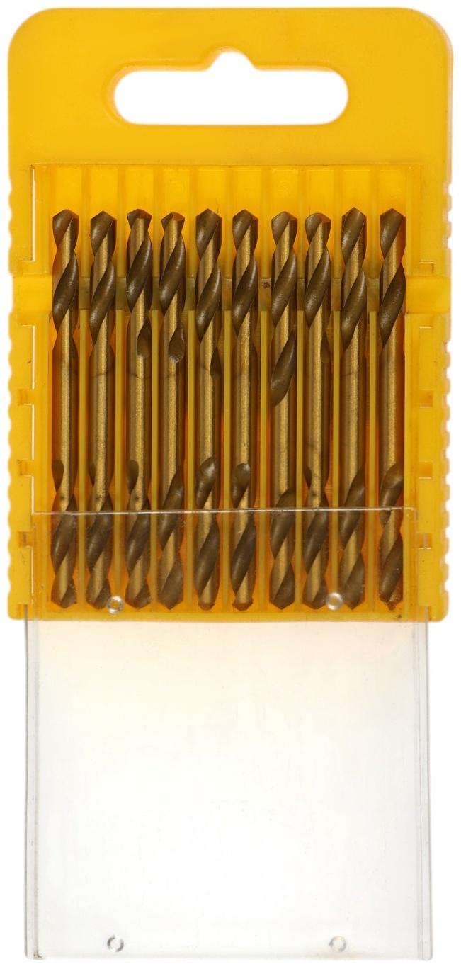 Набор двусторонних сверл по металлу ТУНДРА, HSS-Tin, 3.2 х 49 мм, 10 шт.