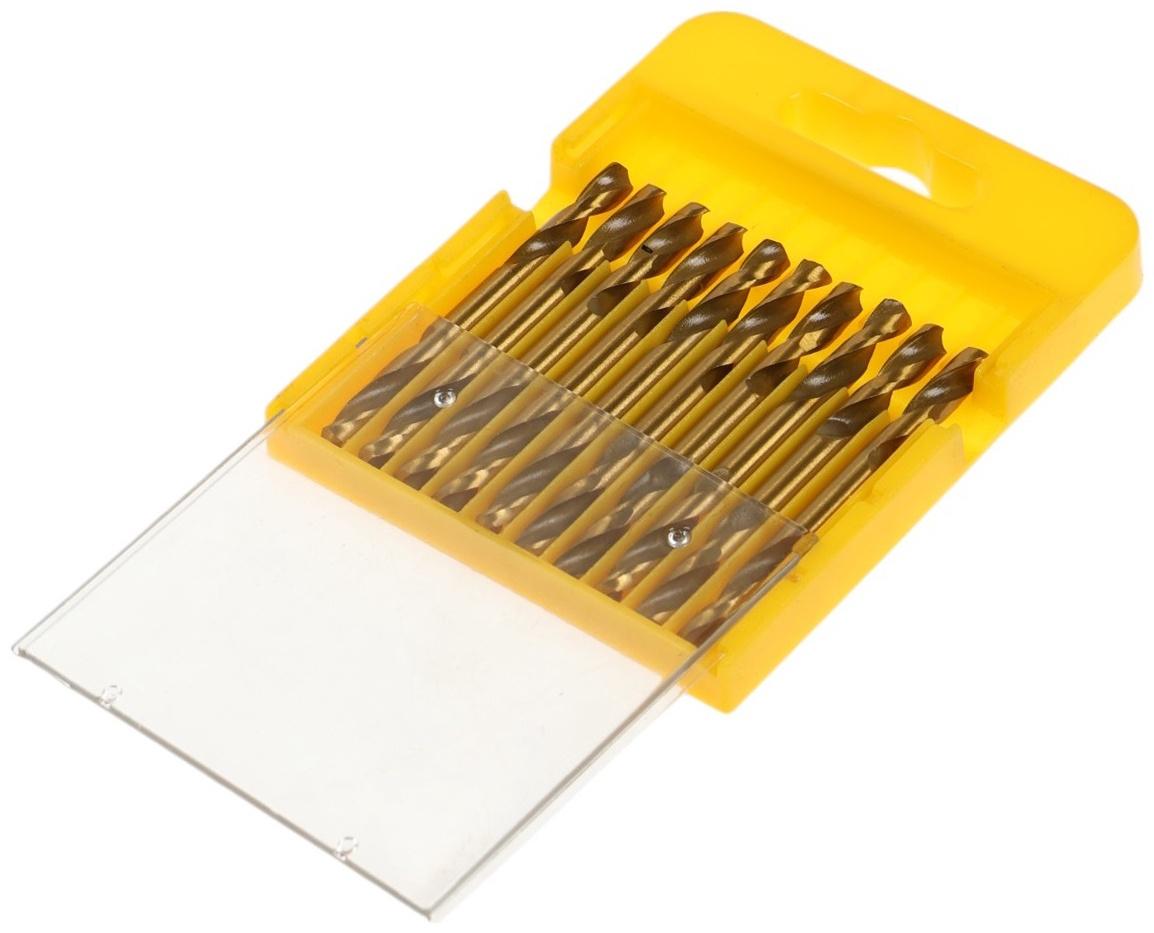Набор двусторонних сверл по металлу ТУНДРА, HSS-Tin, 4.2 х 55 мм, 10 шт.