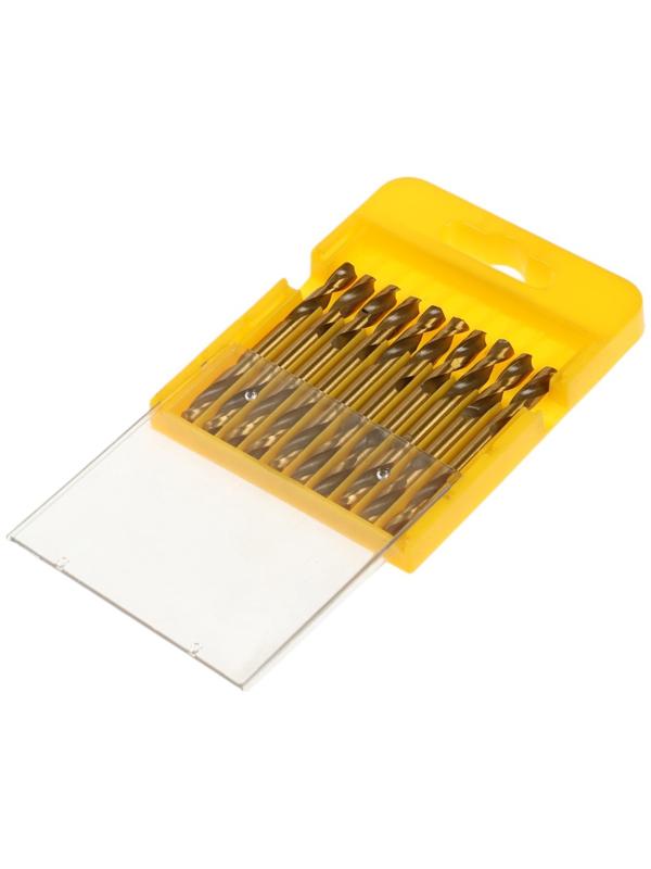 Набор двусторонних сверл по металлу ТУНДРА, HSS-Tin, 4.2 х 55 мм, 10 шт.