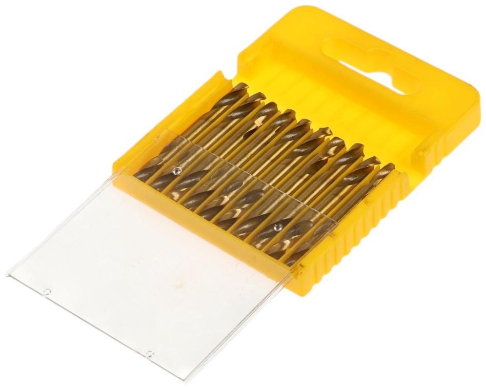 Набор двусторонних сверл по металлу ТУНДРА, HSS-Tin, 5 х 50 мм, 10 шт.